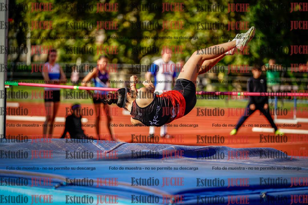 Fotos del salto en alto de mujeres y varones