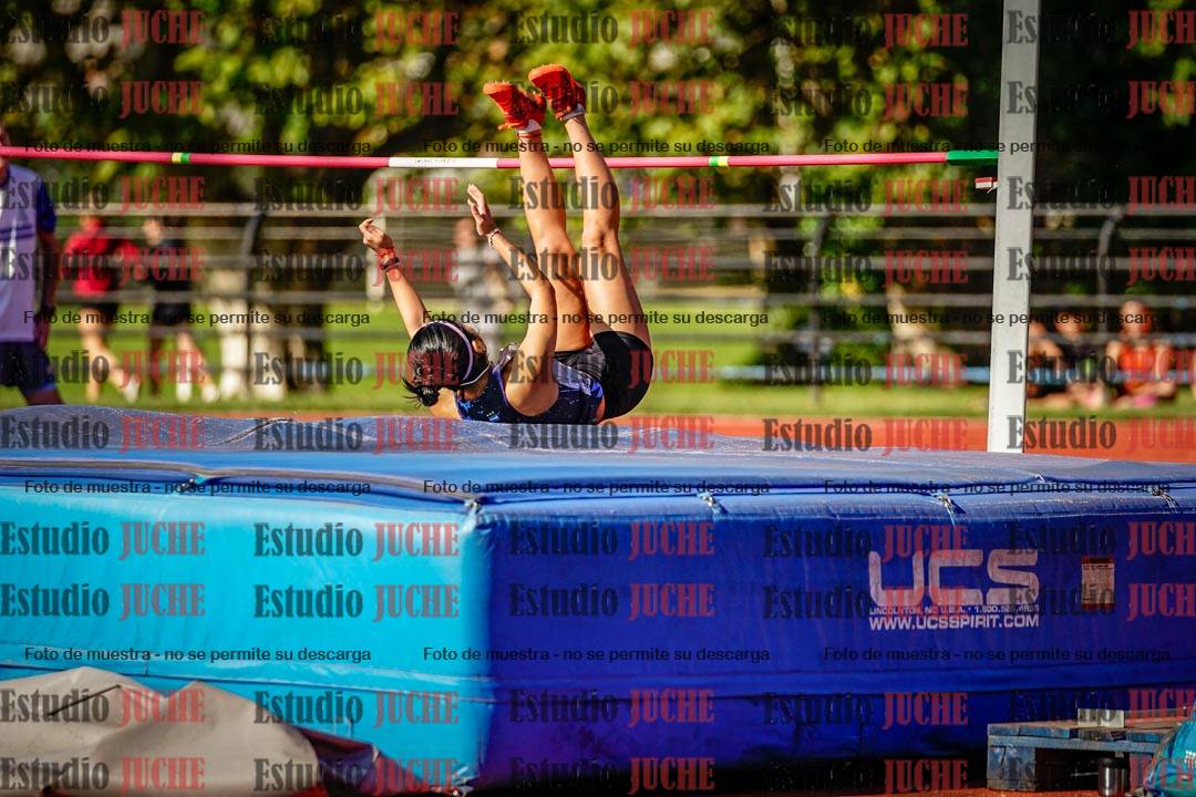 Fotos del salto en alto de mujeres y varones