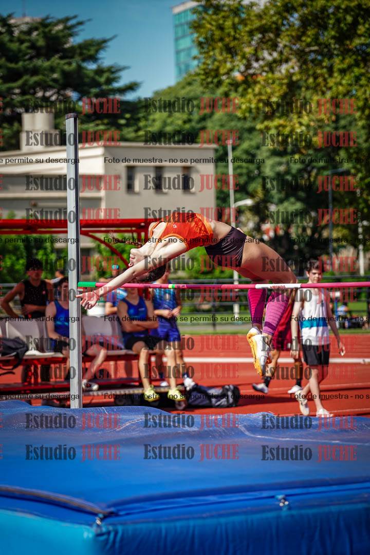 Fotos del salto en alto de mujeres y varones