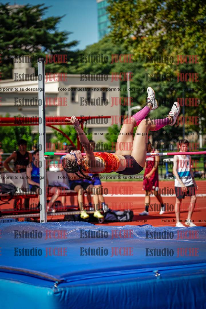 Fotos del salto en alto de mujeres y varones