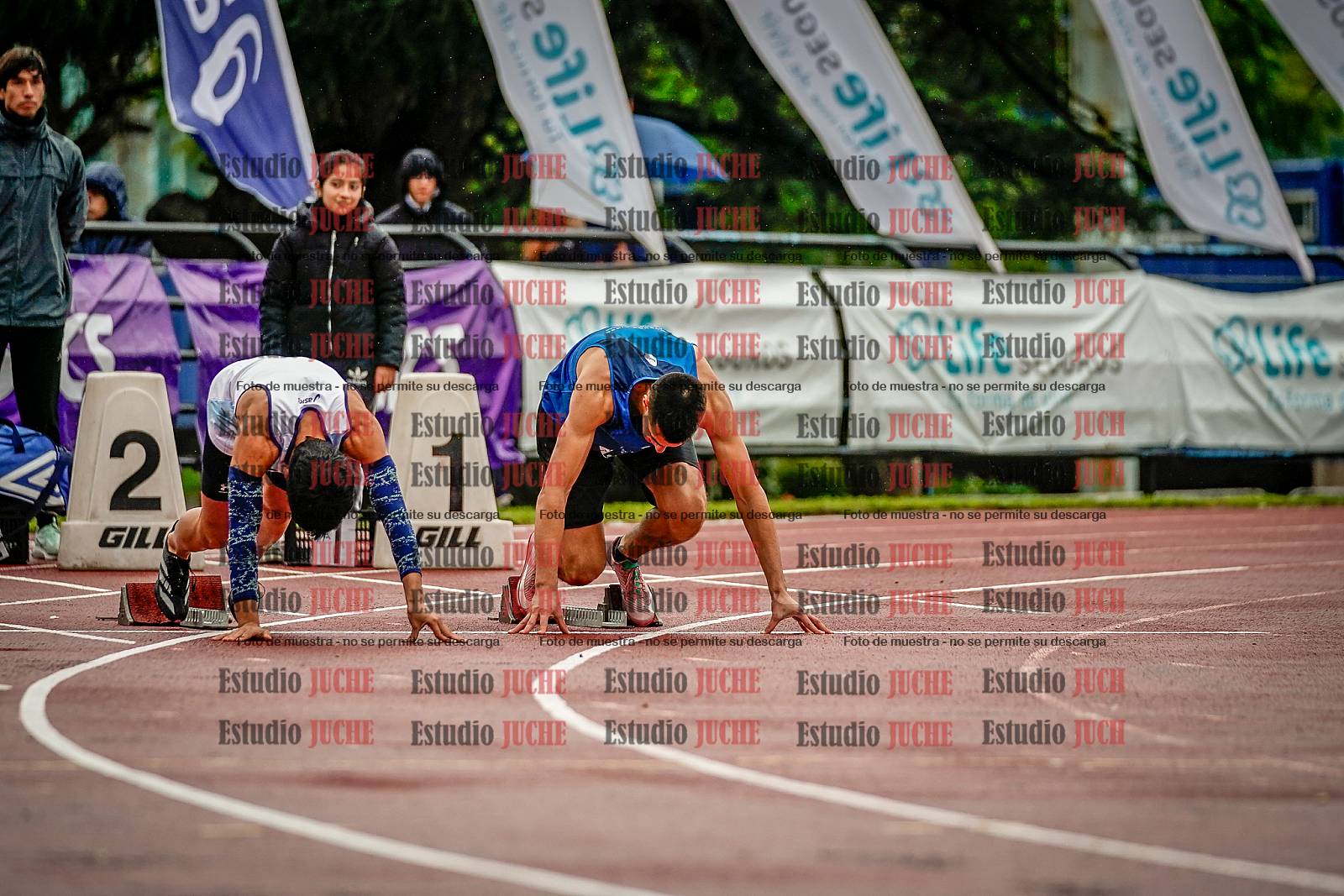Fotos de los 100 m llanos de varones - decatlón 1