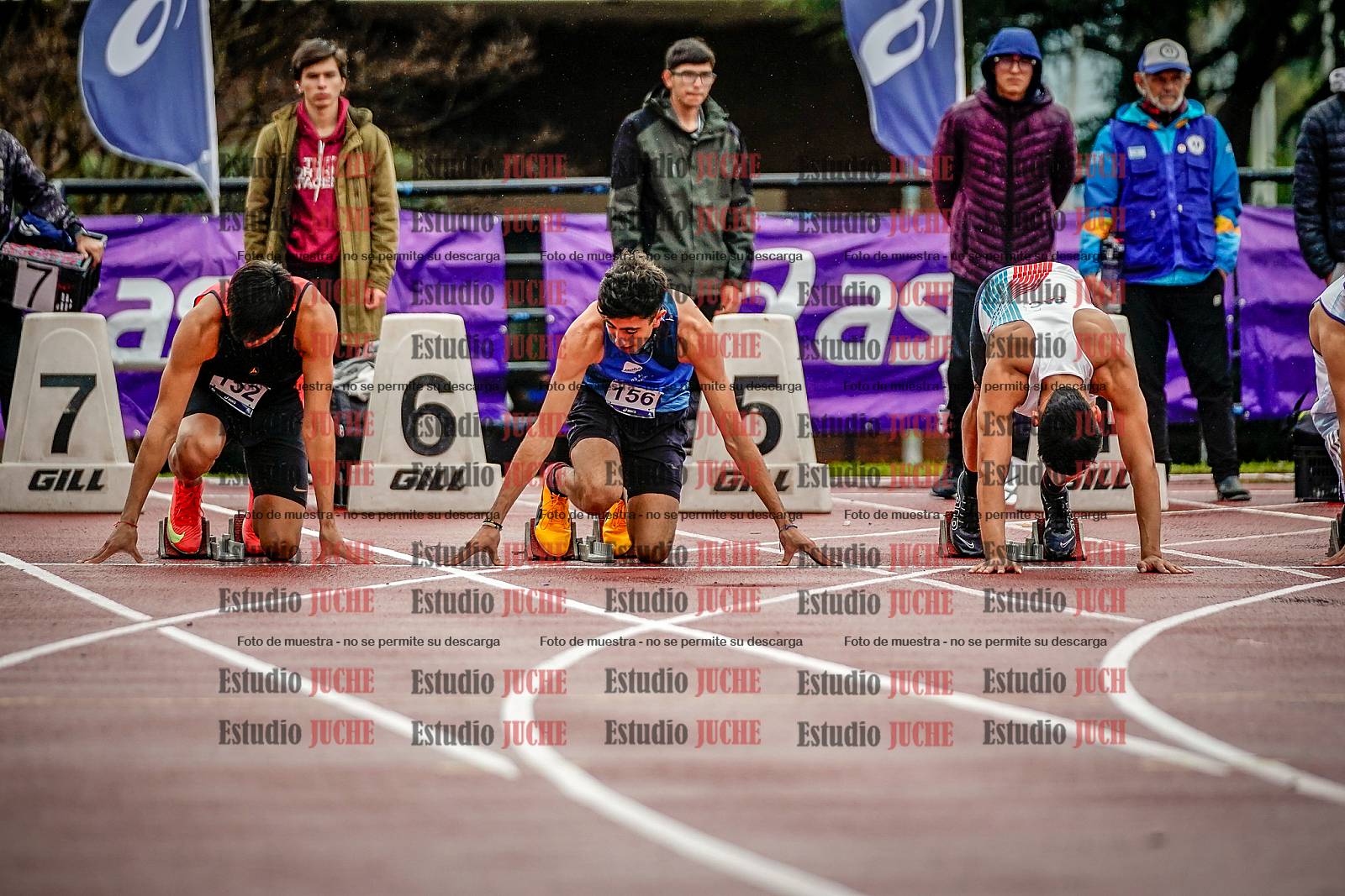 Fotos de los 100 m llanos de varones - decatlón 1