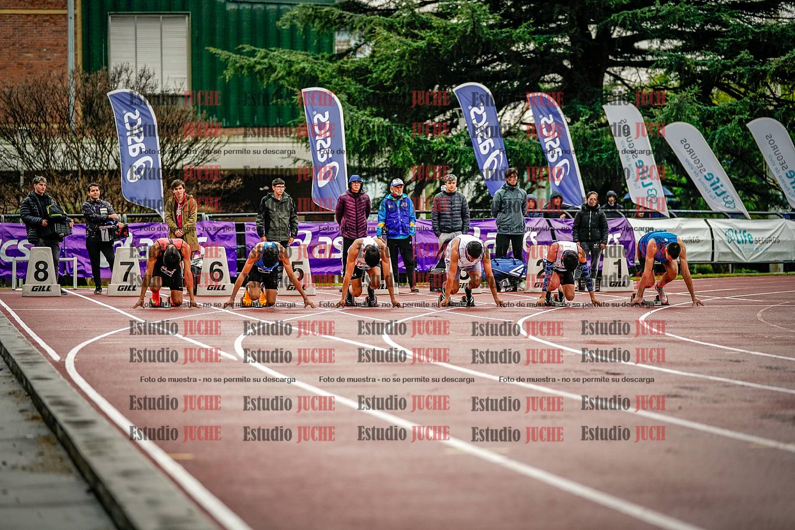 Fotos de los 100 m llanos de varones - decatlón 1