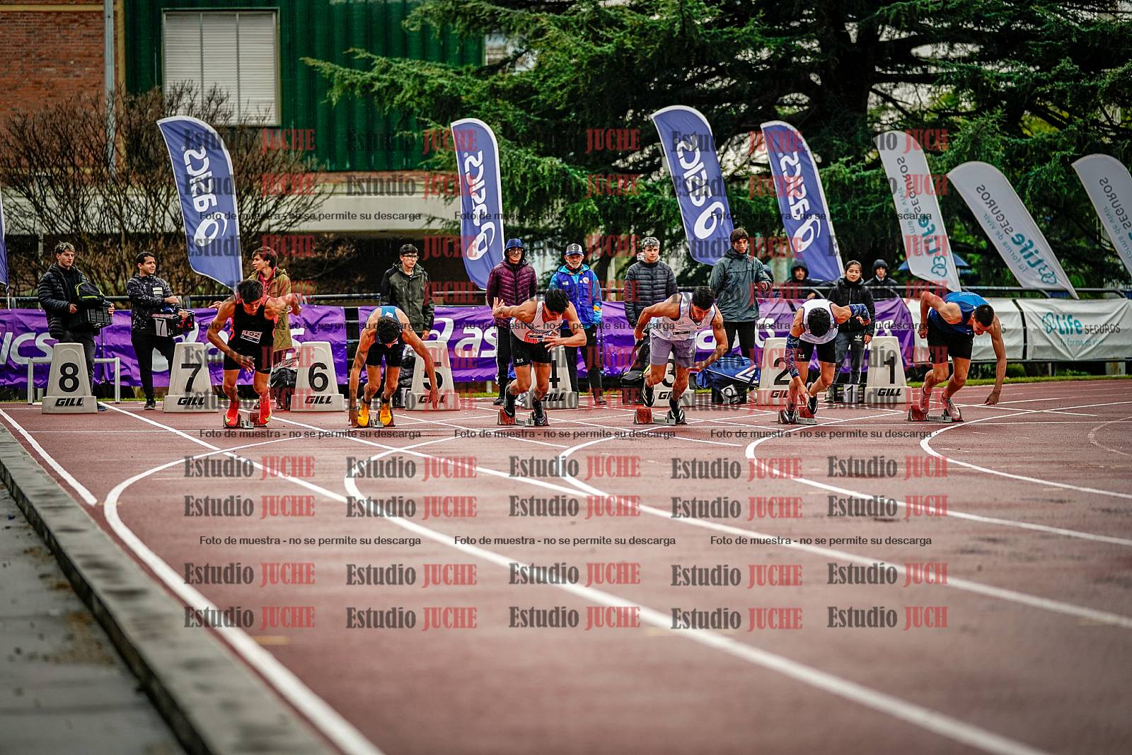 Fotos de los 100 m llanos de varones - decatlón 1